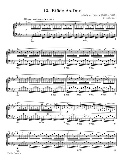 Chopin Douze Etudes Op 25 No 1 Aeolian Harp Étude Opus 25 No. 1 in A♭ Major Sheet music for Piano (Solo) | Musescore.com